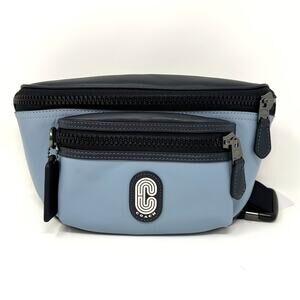 Coach Westway Belt Bag In Colorblock With Coach Patch Blue Black Leather CE495